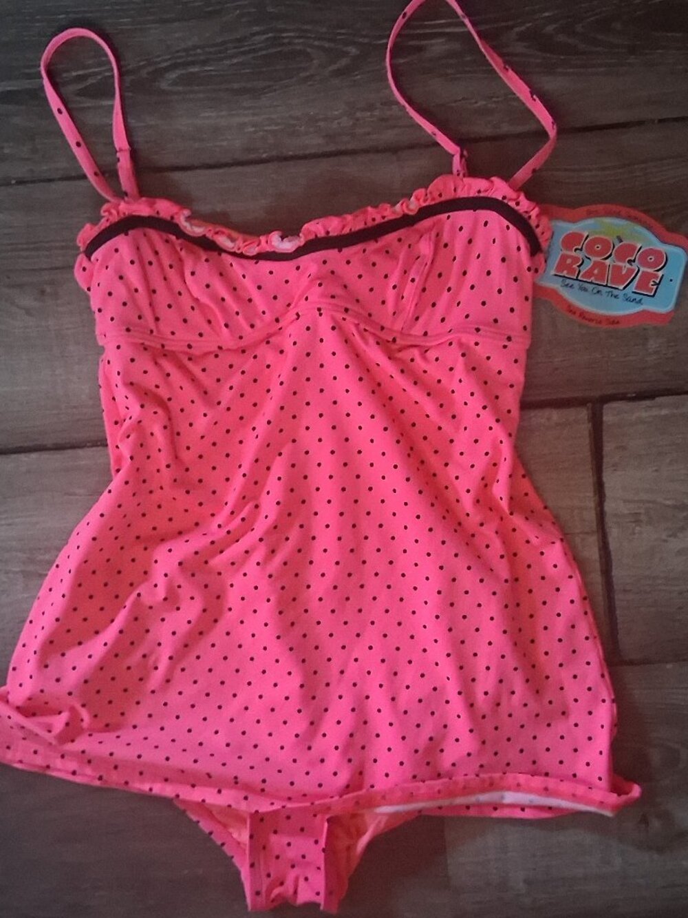 NWT Coco Rave one piece swimsuit swimdress Pink Polka Dot size Small